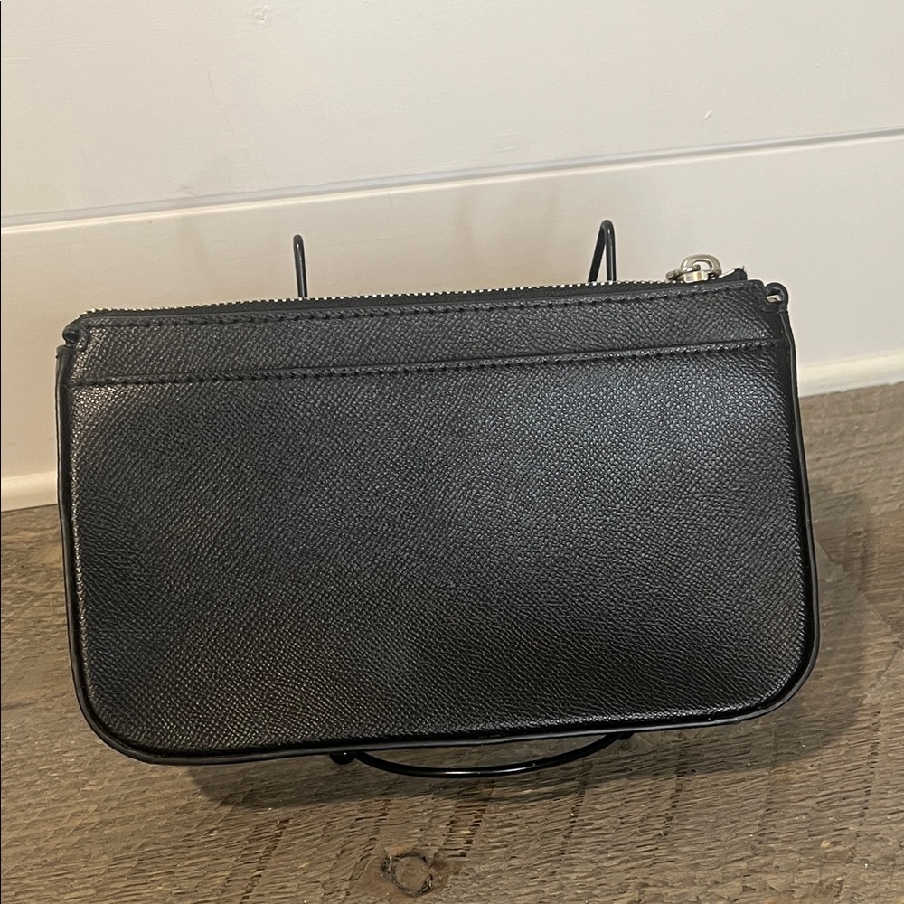 Michael Kors "Saylor" Pouchette Wristlet Black Saffiano Leather White Spellout - Picture 3 of 10